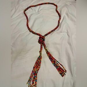 Francesca's Collections Red and Blue Beaded Necklace